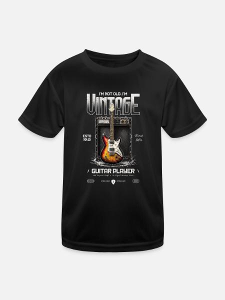 Ich bin nicht alt, ich bin ein Vintage-Retro-Gitarrist von 1942 - Kinder Funktions-T-Shirt - Schwarz - Vorne