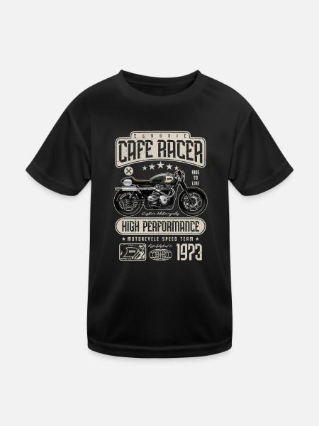 Cafe Racer Motorrad Geburtstag Biker Jahrgang 1973 - Kinder Funktions-T-Shirt - Schwarz - Vorne