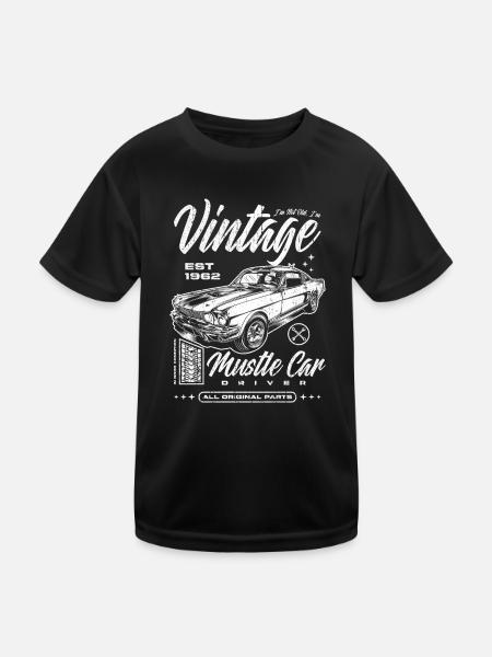 Ich bin nicht alt, ich bin ein Oldtimer, Oldtimer, Jahrgang 1962 - Kinder Funktions-T-Shirt - Schwarz - Vorne