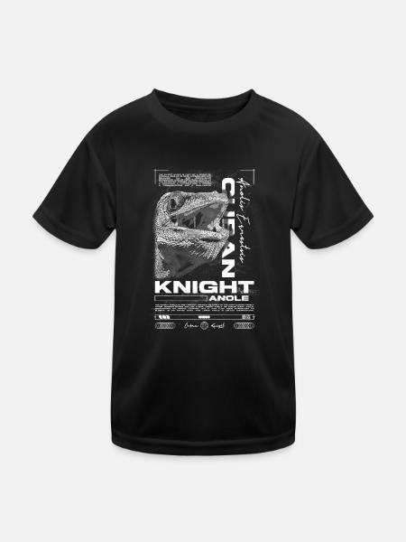 Cuban Knight Anole Reptile Keeper Lizard - Kids Functional T-Shirt - black - Front