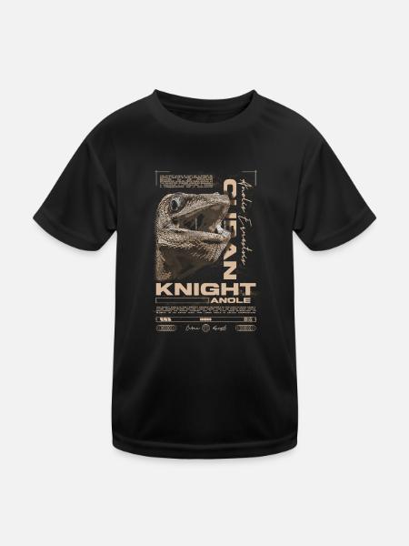 Cuban Knight Anole Reptile Keeper Lizard - Kids Functional T-Shirt - black - Front