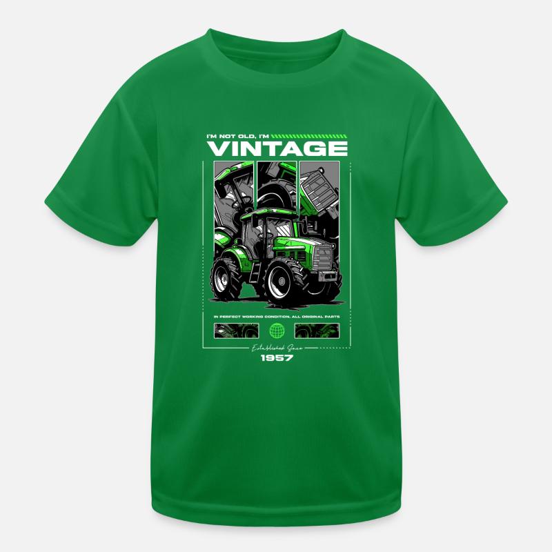 Oldtimer Traktor Bauer Geburtstag Jahrgang 1957 Kinder Funktions-T-Shirt