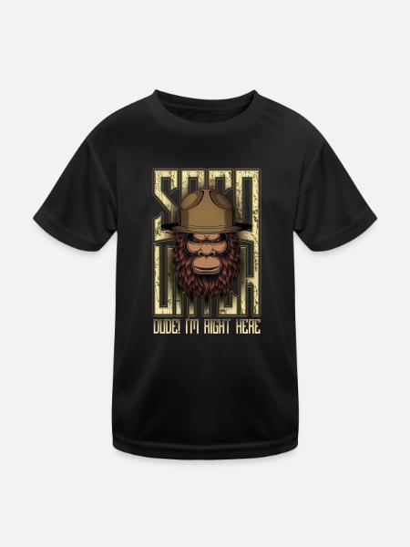 Dude I'm Right Here Bigfoot Funny Sasquatch - Kids Functional T-Shirt - black - Front