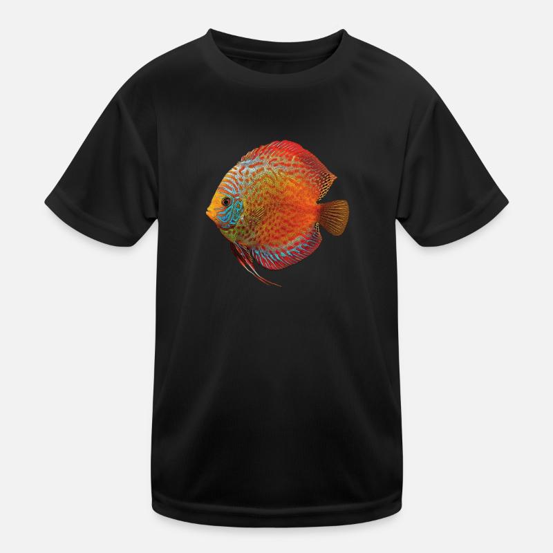 Diskusbuntbarsch Fischhalter - Kinder Funktions-T-Shirt - Schwarz