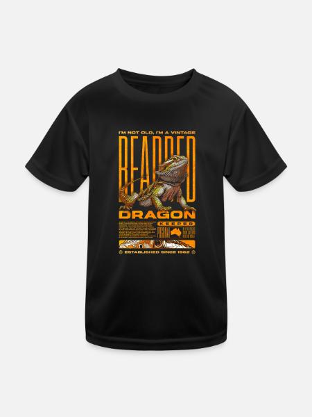 Bartagame Reptilienhüter Geburtstag Geboren 1962 - Kinder Funktions-T-Shirt - Schwarz - Vorne
