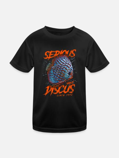 Ernsthaft in Sachen Diskusfisch seit 1972 - Kinder Funktions-T-Shirt - Schwarz - Vorne