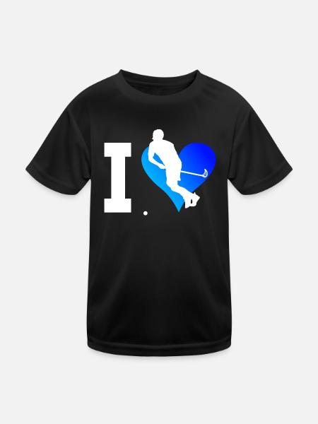 Hockey Salibandy Floorball Unihockey Innebandy - Kinder Funktions-T-Shirt - Schwarz - Vorne