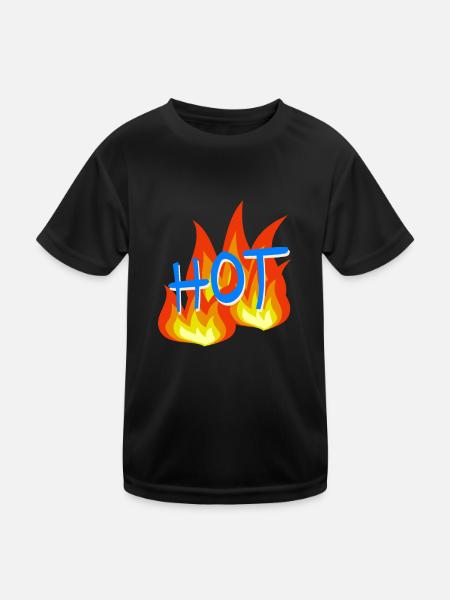 Flammen Hot - Kinder Funktions-T-Shirt - Schwarz