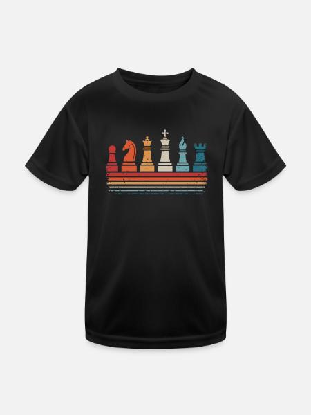 Chess Player Retro Chess Pieces Chess Game - Kids Functional T-Shirt - black - Front