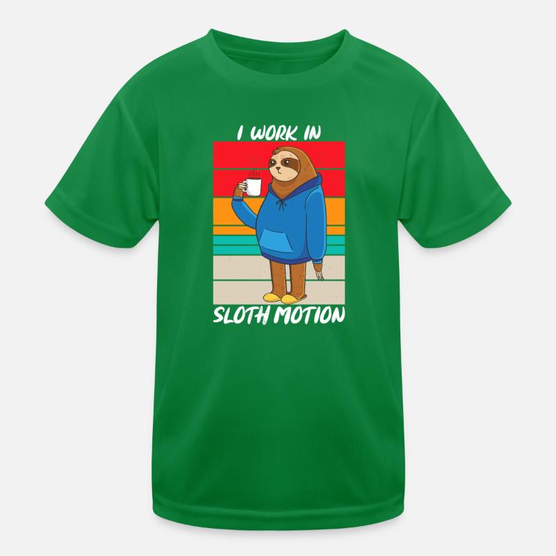 Ich arbeite in Faultierbewegungssarkasmus Kinder Funktions-T-Shirt