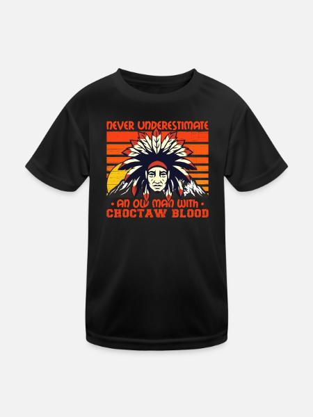 Never Underestimate Old Choctaw Man - Kids Functional T-Shirt - black - Front