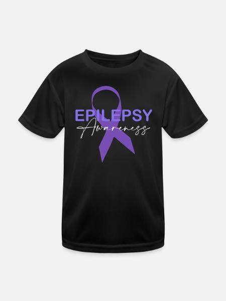 Epilepsy Awareness Purple Ribbon - Kids Functional T-Shirt - black - Front