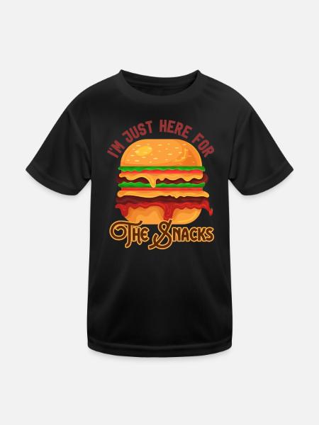 Ich bin nur hier für den Fast-Food-Liebhaber von Snacks - Kinder Funktions-T-Shirt - Schwarz - Vorne