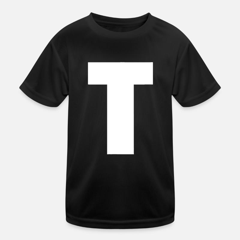 Letter T Capital Alphabet Monogram Initial Kids Functional T-Shirt