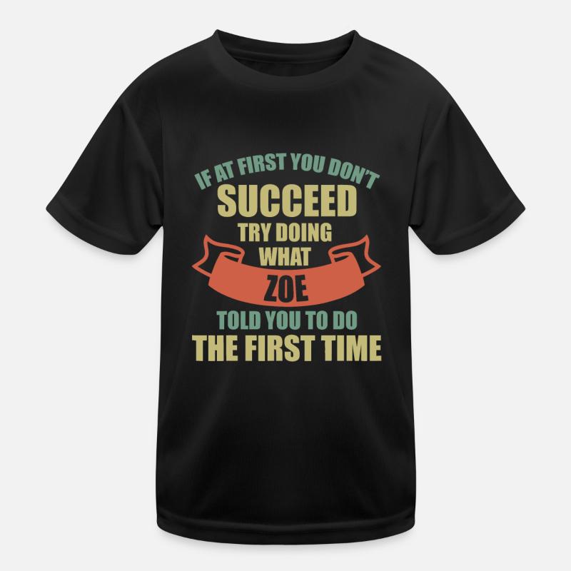 Zoe Personalized Name - Zoe First Name - Kids Functional T-Shirt - black