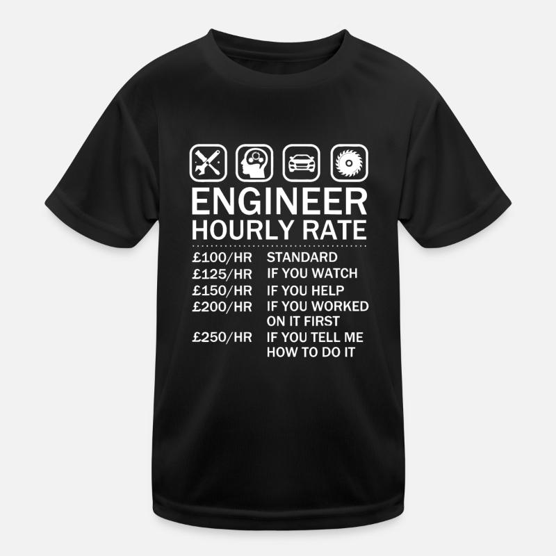Engineer Hourly Rate Price Chart Labor Rates Kids Functional T-Shirt