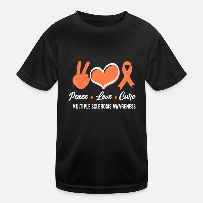 MS Warrior Peace Love Cure Multiple Sclerosis Kids Functional T-Shirt