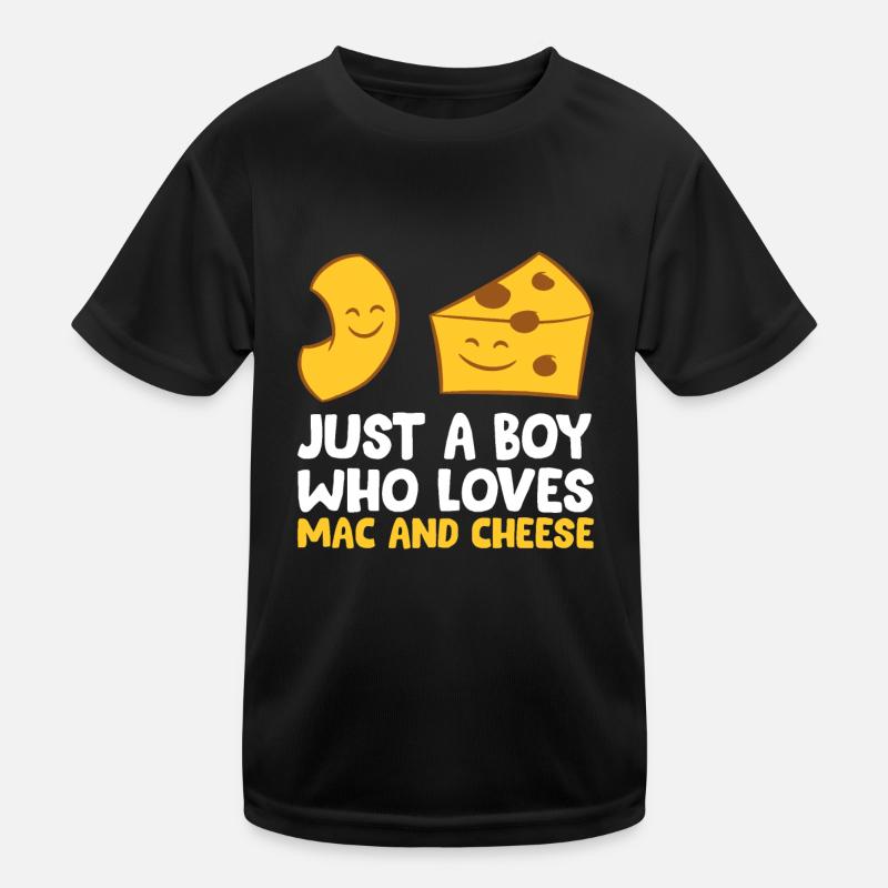 Makkaroni und Käse Nur ein Junge, der Mac liebt Kinder Funktions-T-Shirt