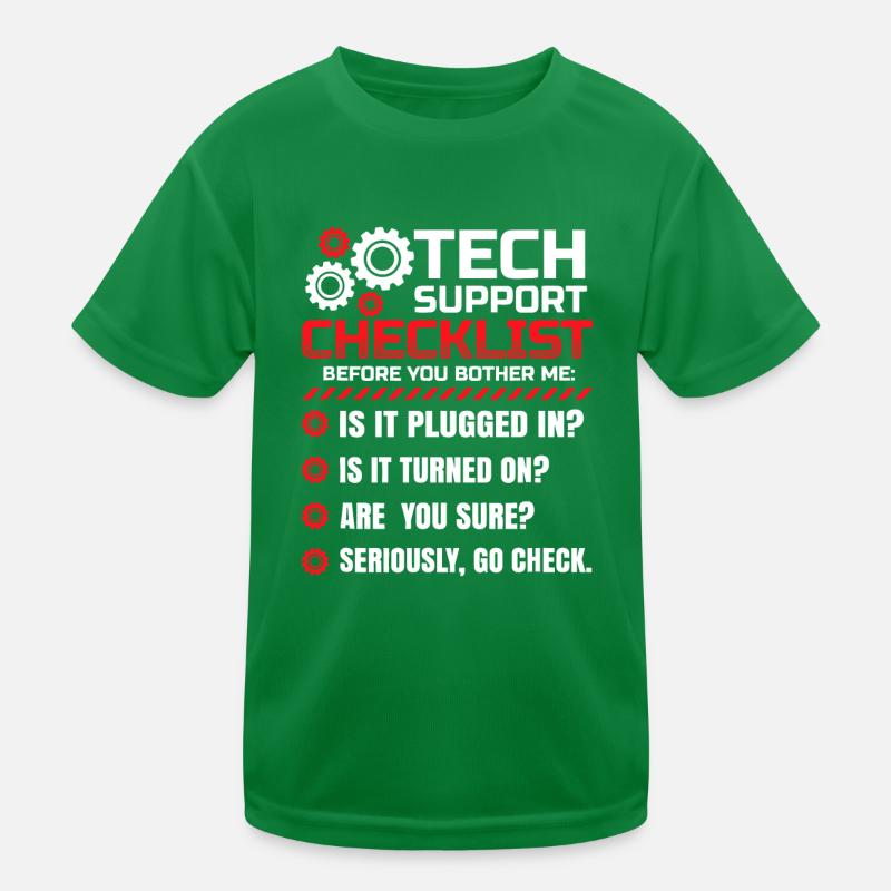 Funny Tech Support Checklist Helpdesk Kids Functional T-Shirt