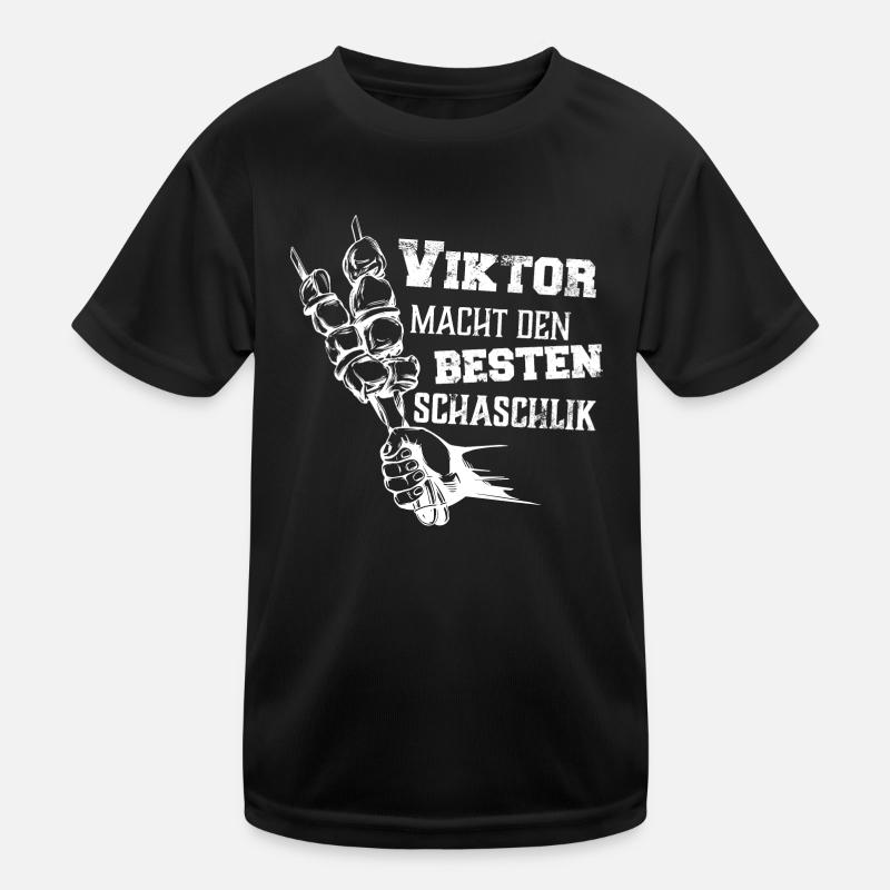Viktor macht den besten Schaschlik Grill Geschenk - Kinder Funktions-T-Shirt - Schwarz