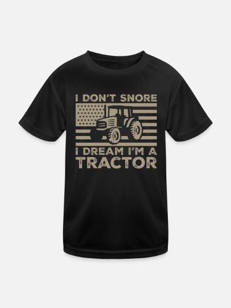 Ich schnarche nicht, ich träume, ich bin ein Traktor - Kinder Funktions-T-Shirt - Schwarz - Vorne