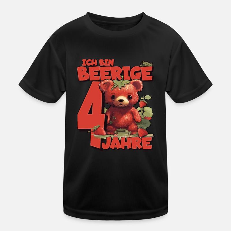 4. Geburtstag Jahre Kindergeburtstag - Erdbeer Bär Kinder Funktions-T-Shirt