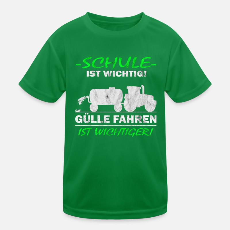 Schule ist wichtig Gülle fahren Traktor Kinder Funktions-T-Shirt