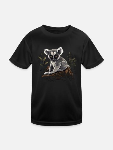 Lemur ring-tailed lemur Madagascar lemurs animal - Kids Functional T-Shirt - black - Front