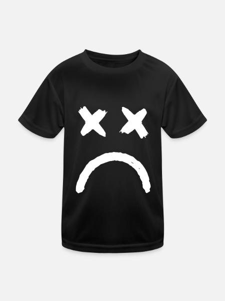Smiley Crossed Eyed Sad Smiley - Kinder Funktions-T-Shirt - Schwarz - Vorne