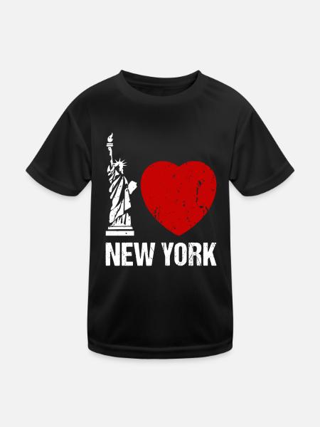 I love New York Herz NYC - Kinder Funktions-T-Shirt - Schwarz - Vorne