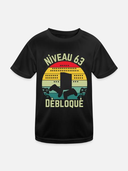 Level 63 Unlocked - Kids Functional T-Shirt - black - Front
