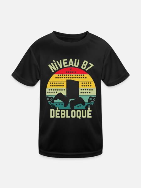 Level 87 Unlocked - Kids Functional T-Shirt - black - Front