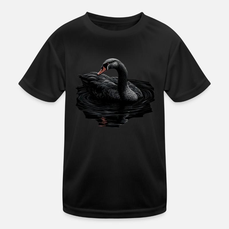 Black Swan Bird Kids Functional T-Shirt