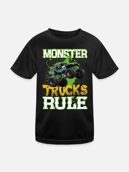 Monster trucks rule - Kids Functional T-Shirt - black - Front