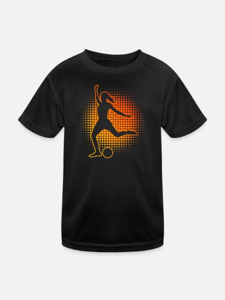 Fussballer Damen Fussballspieler Herren Fussball - Kinder Funktions-T-Shirt - Schwarz - Vorne
