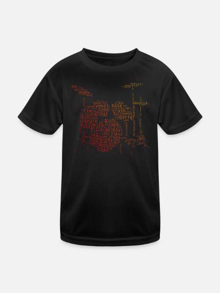 Drum Kit Drummer Femmes Batteur - T-shirt sport Enfant - noir - Devant