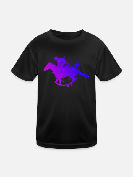 Dressour Racing Équitation de chasse féminine - T-shirt sport Enfant - noir - Devant