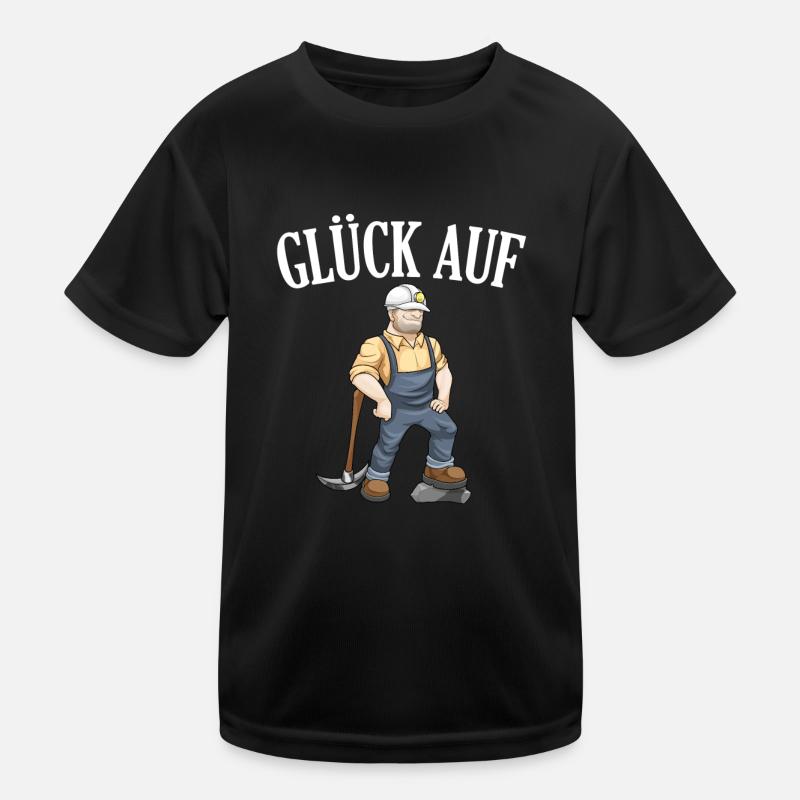 Glück Auf Bergbau Tagebau Bergarbeiter Geschenk - Kinder Funktions-T-Shirt - Schwarz
