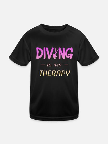 Diving is my Therapy - Kinder Funktions-T-Shirt - Schwarz - Vorne