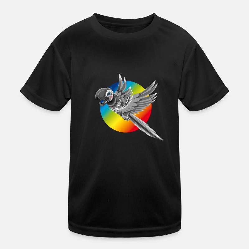 Papagei bunt fliegt Farbe Regenbogen Kinder comic Kinder Funktions-T-Shirt