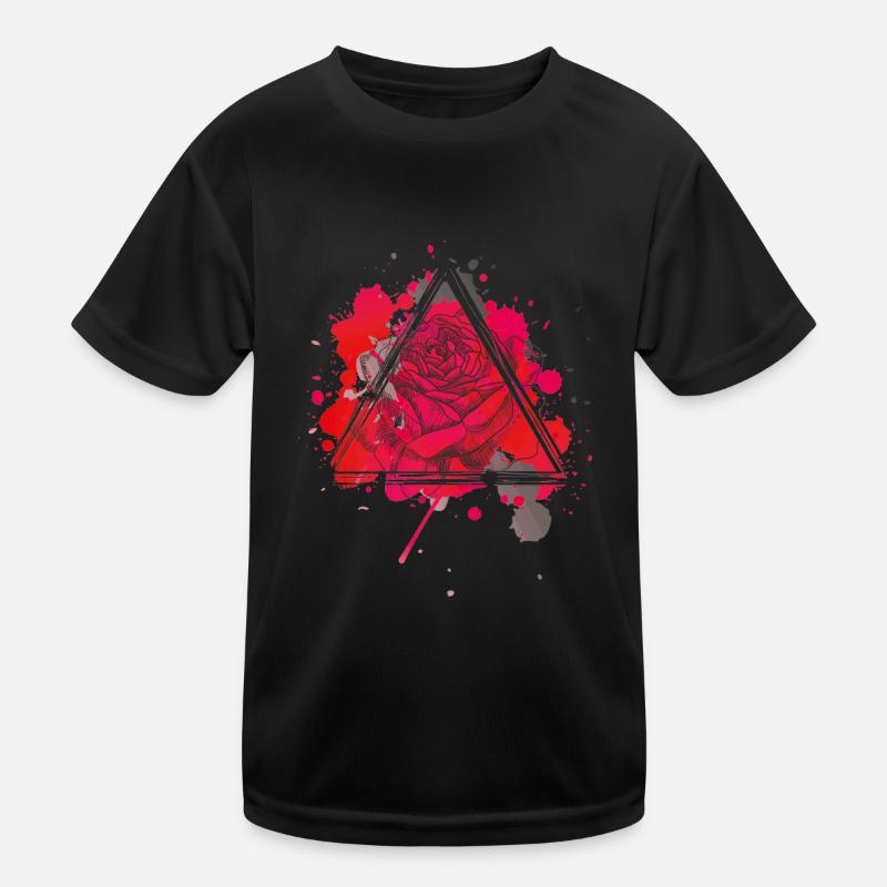 Red rose triangle Kids Functional T-Shirt