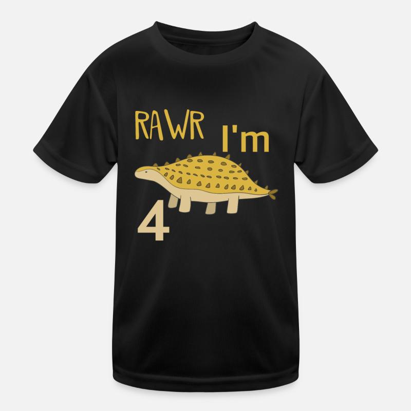 Zum 4 Geburtstag für Jungs Mädchen Ankylosaurus Kinder Funktions-T-Shirt