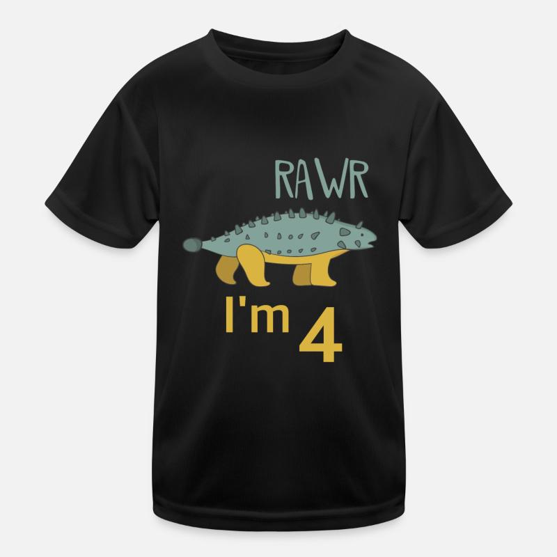 Zum 4 Geburtstag für Jungs Mädchen Ankylosaurus Kinder Funktions-T-Shirt
