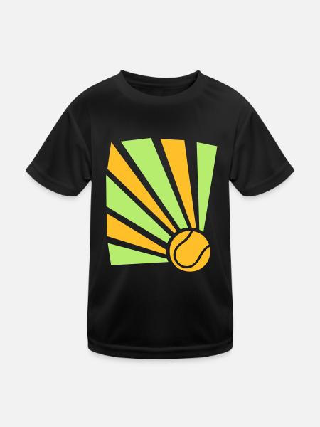 Tennis Explosion - Kinder Funktions-T-Shirt - Schwarz - Vorne