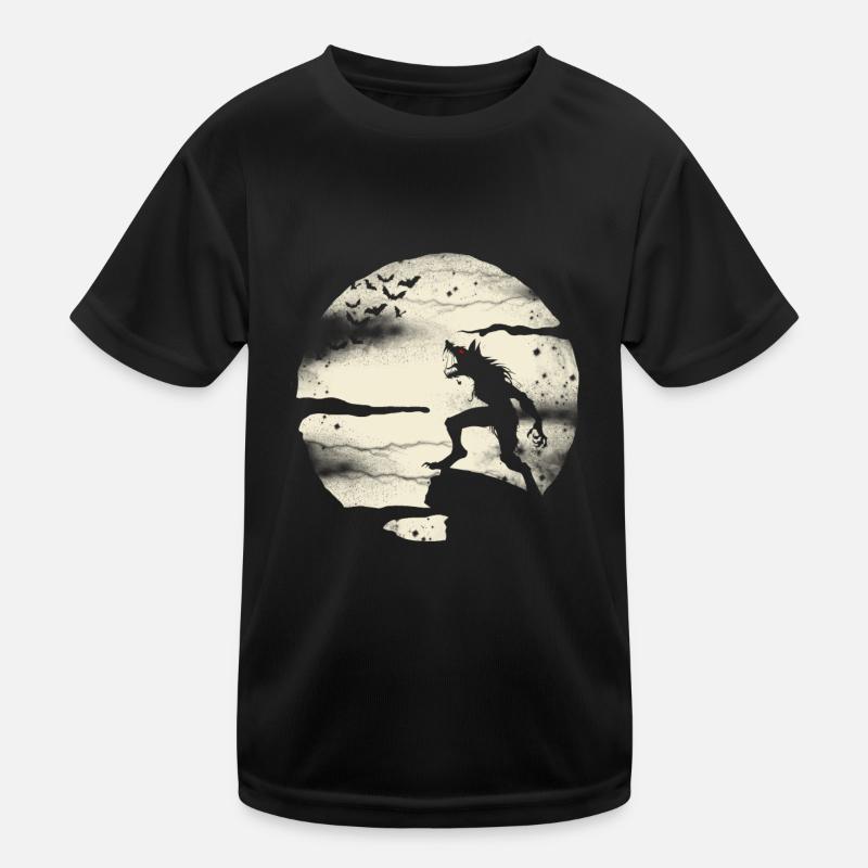Werewolf With The Full Moon - Kids Functional T-Shirt - black