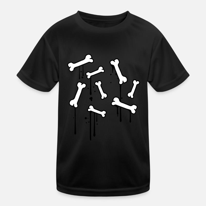 graffiti drops bones pattern dead many skeleton - Kids Functional T-Shirt - black