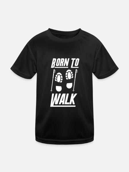 Nordic Walking Born to Walk - Kids Functional T-Shirt - black - Front