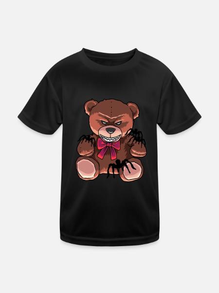 Horror Teddy Spinnen böse Bär satanisch - Kinder Funktions-T-Shirt - Schwarz - Vorne