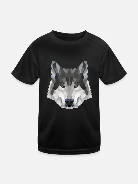 POLYGON WOLF WOLVES HUSKY PACK DOG PACK PACK - Kids Functional T-Shirt - black - Front