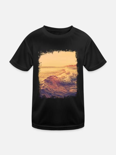 Flache Welle im Sonnenschein - Kinder Funktions-T-Shirt - Schwarz - Vorne